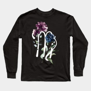 Modern floral zodiac star sign virgo Long Sleeve T-Shirt